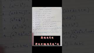 Math Basic Formula 's||#shorts