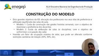 PROPOSTA DE MODELAGEM MATEMÁTICA PARA A CONSTRUÇÃO DE GRADES HORÁRIAS EM INSTITUIÇÕES DE ENSINO SUPE