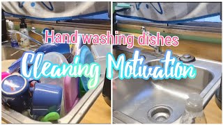 MOBILE HOME CLEANING MOTIVATION | HAND WASHING DISHES 🧽 MOBILE HOME LIVING