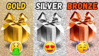 🎁 Choose your gift 💛🩶🧡| 3 gift box challenge | Gold Silver Bronze #pickonekickone #giftboxchallenge