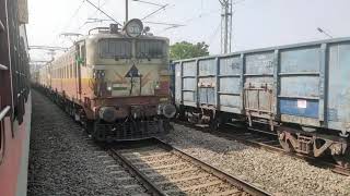 Goods train crossing very fast