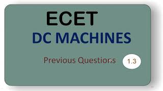 1.3 DC Generators || ECET || Previous Questions || EEE ||