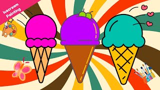 Ice cream Cones Drawing | Colorful Ice cream cones | Simple Painting | Blue Appu #icecream