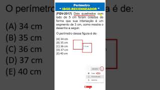 MATEMÁTICA -IBGE RECENSEADOR|Perímetro