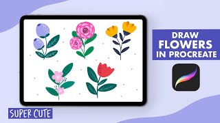 Cute Flowers Anyone Can Draw In Procreate - Procreate Drawing Tutorial🌸