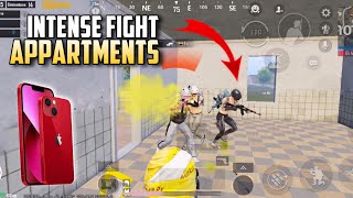 INTENSE PREFIRE 🔥 IN SCHOOL APPARTMENTS / PUBG MOBILE IPHONE 13 GAMEPLAY