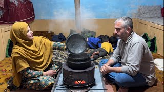 Cooking Forest Yak Meat In Traditional Stone Pot In High Mountain Village Of Pakistan