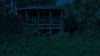 Rain Sounds for Sleeping - Sound of Thunder & Heavy Rainstorm forrest Mist at Night