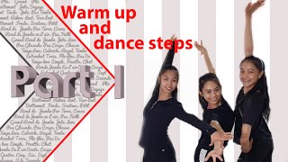 Rhythmyc Gymnastics training-Dance steps in the middle of the carpet. Warm up. Part I