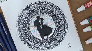 Couple mandala art|Romantic couple mandala|How to draw mandala art for beginners|Raji talks