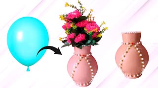 flower vase making with paper and balloon ||