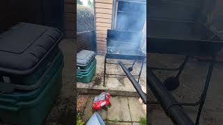 Use Titan hoover to fire BBQ Coal