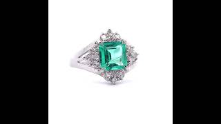 1.25 Carat RARE Natural Colombian Fine Quality Emerald & Diamond Halo Cluster Ring in Platinum