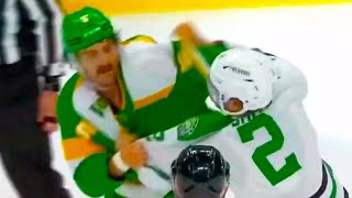 Jake Middleton Brendan Smith Fight | Dallas Stars vs Minnesota Wild 2024 NHL Highlights