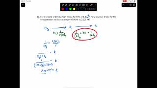 How to calculate the time for a second order reaction when the half life is given