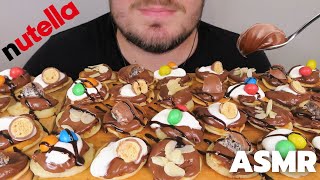 ASMR Nutella Mini Pancakes Mukbang (Eating Sounds) | Nutella Chocolate Dessert Party 누텔라 디저트 파티