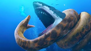 Megalodon Vs Titanoboa क्या होगा जबसबसे बड़ी शार्क भिड़ेगी सबसे बड़े सांप से ?