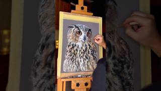 Realistic Drawing of an Eagle owl  #eagle #owl #youtubeshorts #shorts