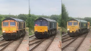 GBRF 66771, DRS 66432 and Freightliner 66557 head down the chord line onto the WCML at Lichfield TV!