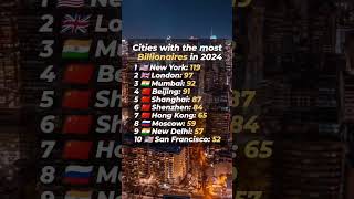 Cities with the most billionaires in 2024.  #cities #billionaire #2024 #montrealcanada #montrealcity