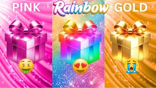 Choose your gift 🎁💝🤮 3 gift box challenge2 good & 1 bad | Pink, Rainbow & Gold #chooseyourbox