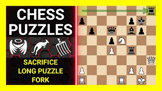 Chess Puzzles to Practice. Themes: Sacrifice, Long puzzle, Fork. Learn Chess