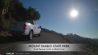 TRUCK PASSING CYCLIST ON BLIND CURVE