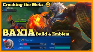 BAXIA BEST BUILD, BAXIA MOBILE LEGENDS, BAXIA  GAMEPLAY, BAXIA META TANK, 2020 MLBB SEASON 18