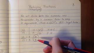 Notes for Reducing Fractions