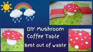 Mushroom Coffee Table/ How to make table at home/Balcony Makeover part-1, Best out of Waste