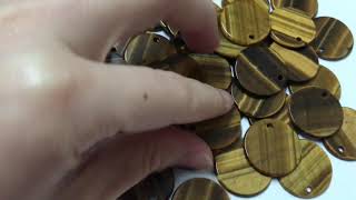 Tiger eye stone flat discs for jewelry DIY