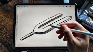 How to draw tuning fork - Easy Drawing Tutorial