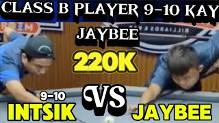 CLASS B PLAYER BOY INTSIK 9-10 VS THE RISING STAR JAYBEE SUCAL 10 BALLS GAME RACE 18