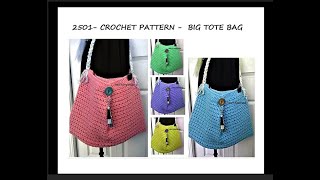 BIG TOTE CROCHET BAG   beach bag, marketing bag, crochet  knitting bag, WRITTEN PATTERN