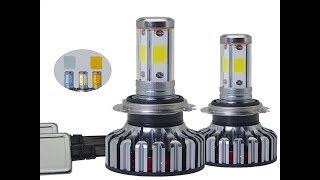 1 pair 4 Sides COB H7 Led Bulb Lamp Headlights Car Light