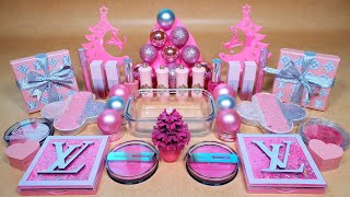 Louis Vuitton Christmas Slime with 3D Printing Mixing Hot Pink Eyeshadow & Makeup ♥Satisfying ASMR♥