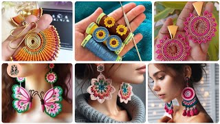 🌈🎯 colourfully big earrings Drop ☔Design's || #crochetpatterns