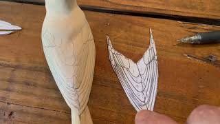 Feather Layout on Woodcarving of Bird