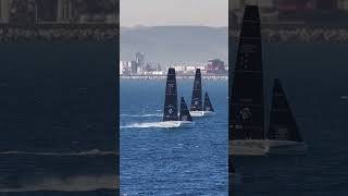 Training in the AC40s in the Barcelona Sea Breeze.