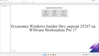 Установка Windows Insider Dev, версия 25247 на WMvare Workstation Pro 17