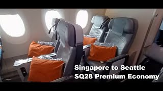 Singapore Airlines Premium Economy SQ28 14 hour non-stop flight from Singapore to Seattle