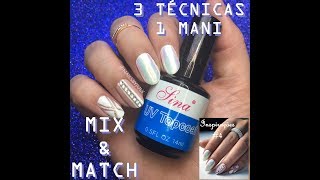 Mix&Match - 3 Técnicas em 1 Mani: Pó cromado, Pedrarias e Negative Space! (Inspirações#4).