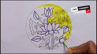 Watercolor Lotus Flower / Kamal Ka Phool Colour / Alekhan Drawing Class 10 / How To Draw Lotus Color