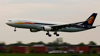 JET AIRWAYS A330 Landing at Amsterdam Schiphol Airport [bounce]