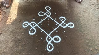 7 x 1 dots beautiful sikku kolam | simple kambi kolam | easy kolam | SathyaSelva Arts