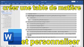 Comment créer une table de matière et personnaliser (astuce word)