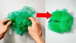 Как собрать мочалку из сетки - мочалка сетка для душа распуталась / Mesh bath - Shower sponge