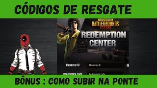 CÓDIGOS DE RESGATE + COMO SUBIR NA PONTE- PUBG MOBILE skin gratis