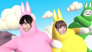 Momoyon and Kaorin play Super Bunny (Wo)Man!