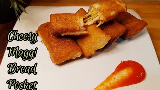 Maggi Bread Pocket | 5 Minutes Evening Snack | Bread Pocket Recipe | Cheesy Maggi Bread Roll Recipe.